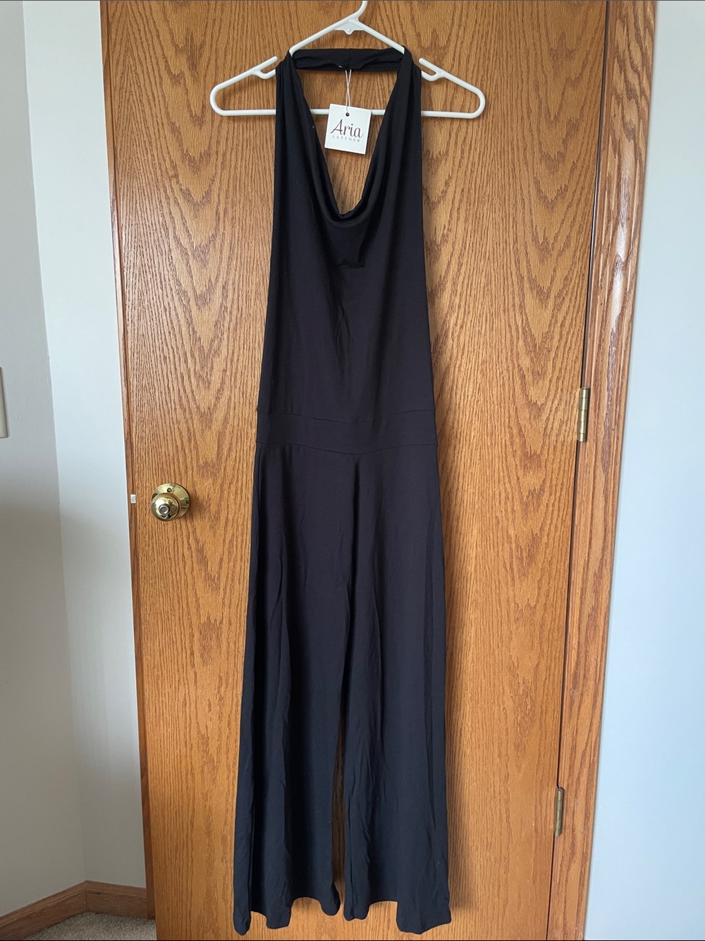 Aria Black Halter Wide-Leg Jumpsuit - Picture 3 of 8
